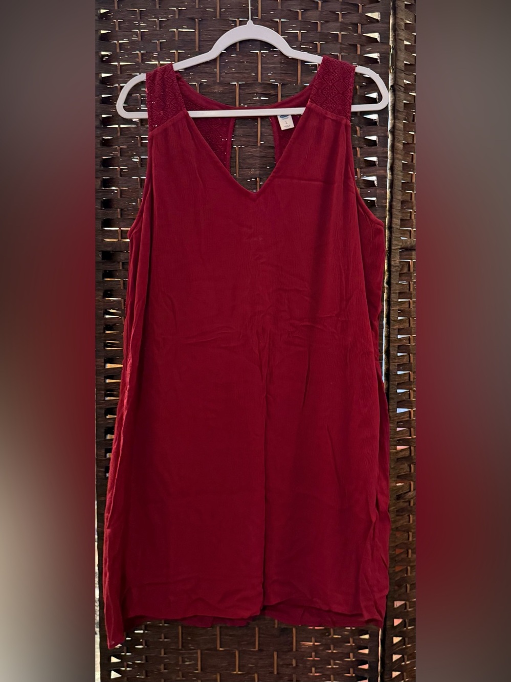 Old Navy Burgundy Sleeveless V-Neck Tank Dress